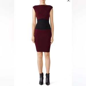 MILLY Bodycon Stretchy Bateau Shift Dress in red/black-Size S